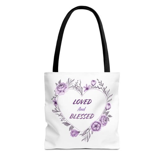 Loved and Blessed Floral Tote Bag – Elegant Canvas Carryall for Every Occasion
