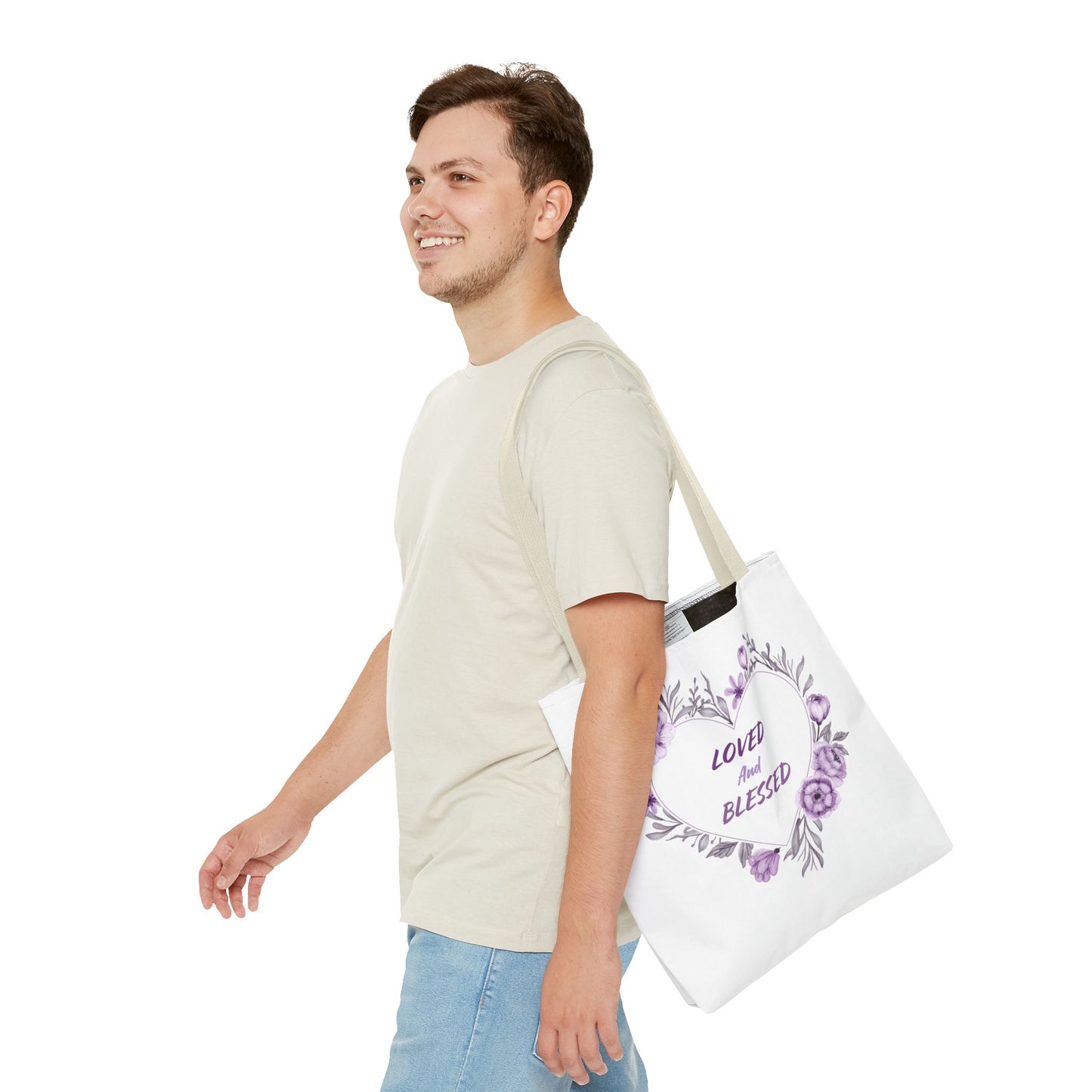 Loved and Blessed Floral Tote Bag – Elegant Canvas Carryall for Every Occasion