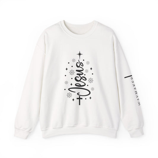 unisex Jesus Cross Crewneck Sweatshirt — Faith Christmas Graphic Sweatshirt