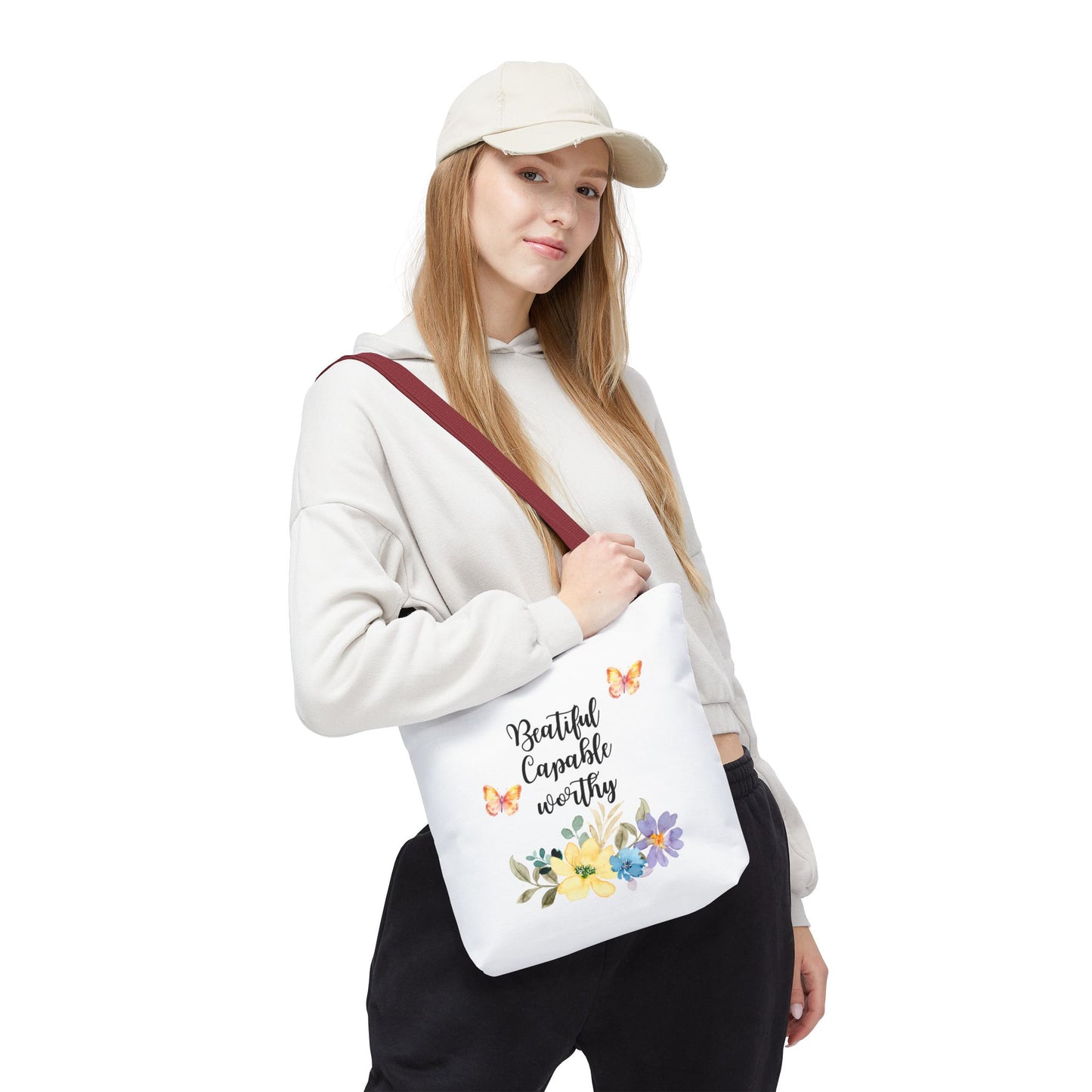 Beautiful Capable Worthy Floral Tote Bag