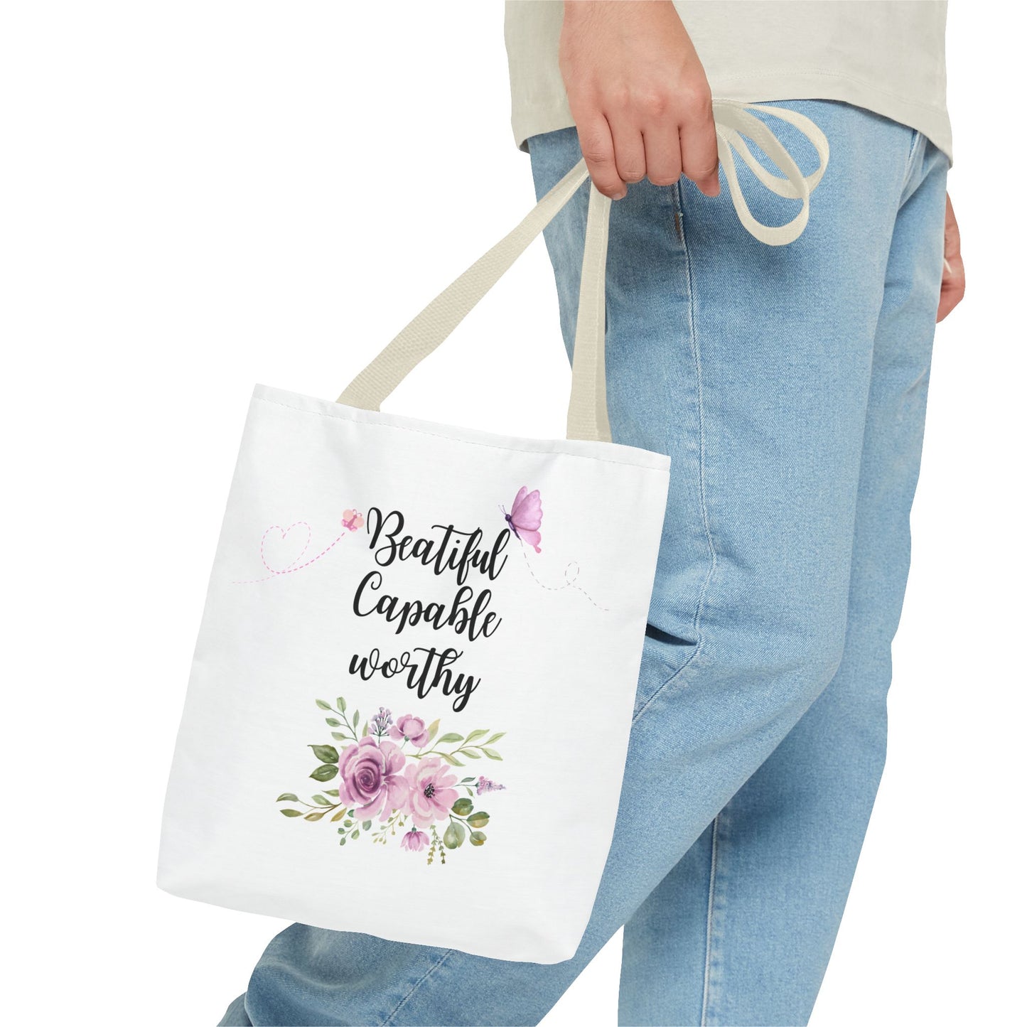 Beautiful Capable Worthy Floral Tote Bag