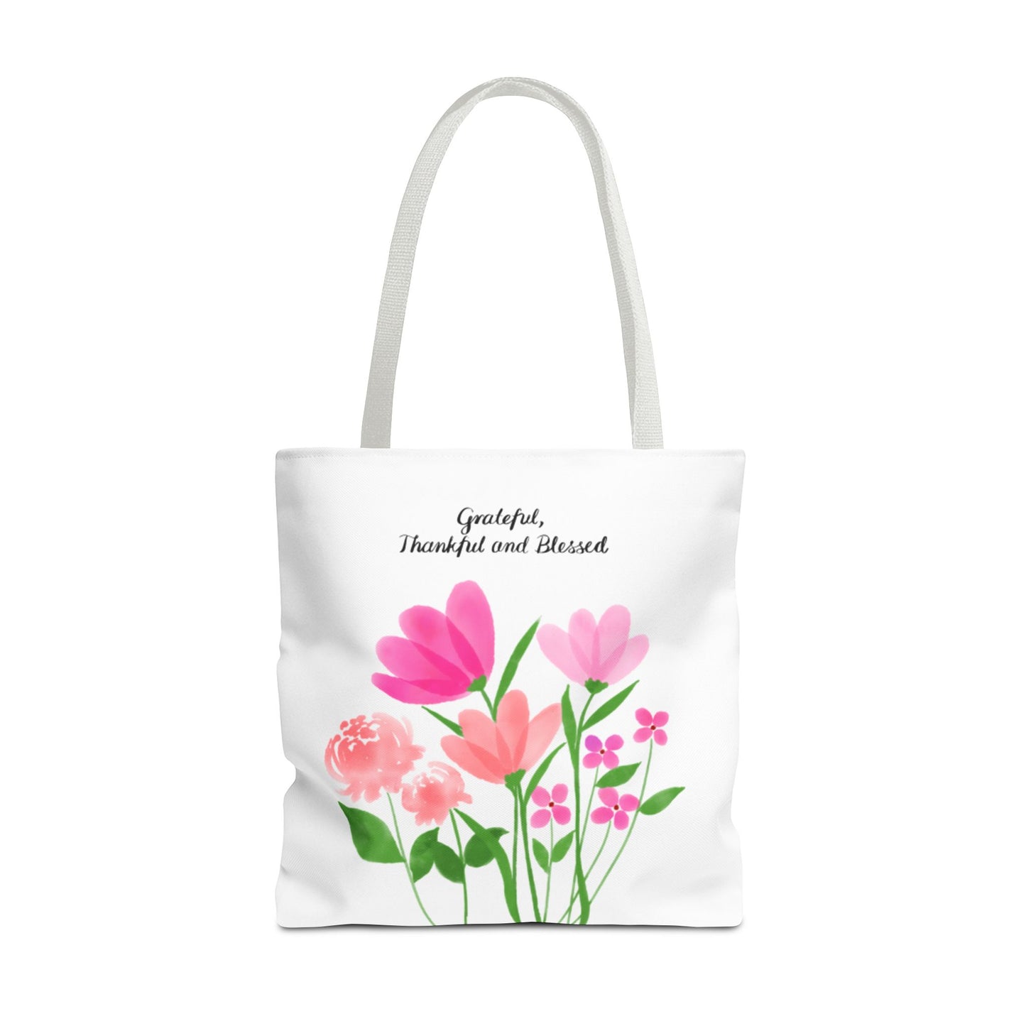 Grateful Floral Tote Bag - Thankful and Blessed Design
