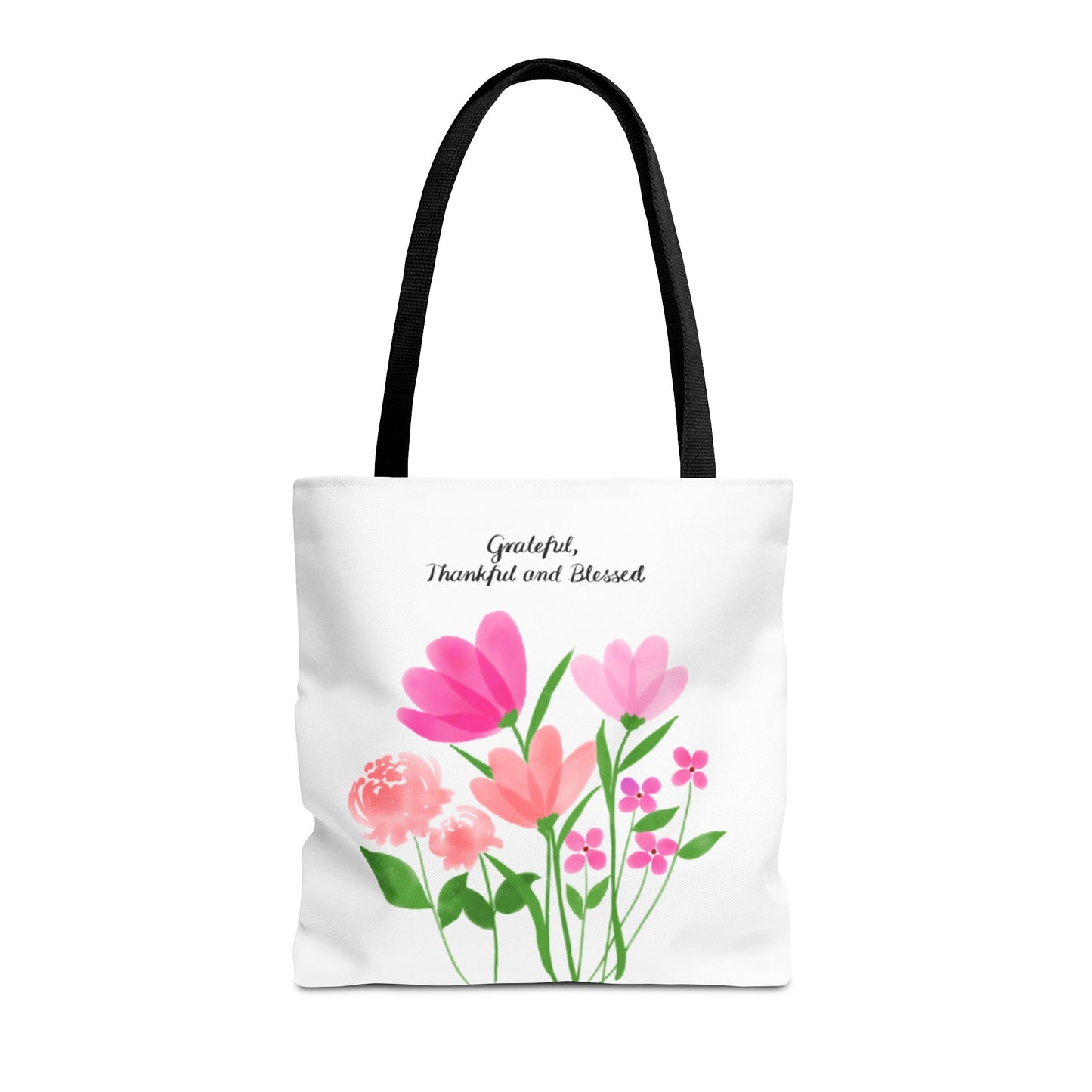 Grateful Floral Tote Bag - Thankful and Blessed Design