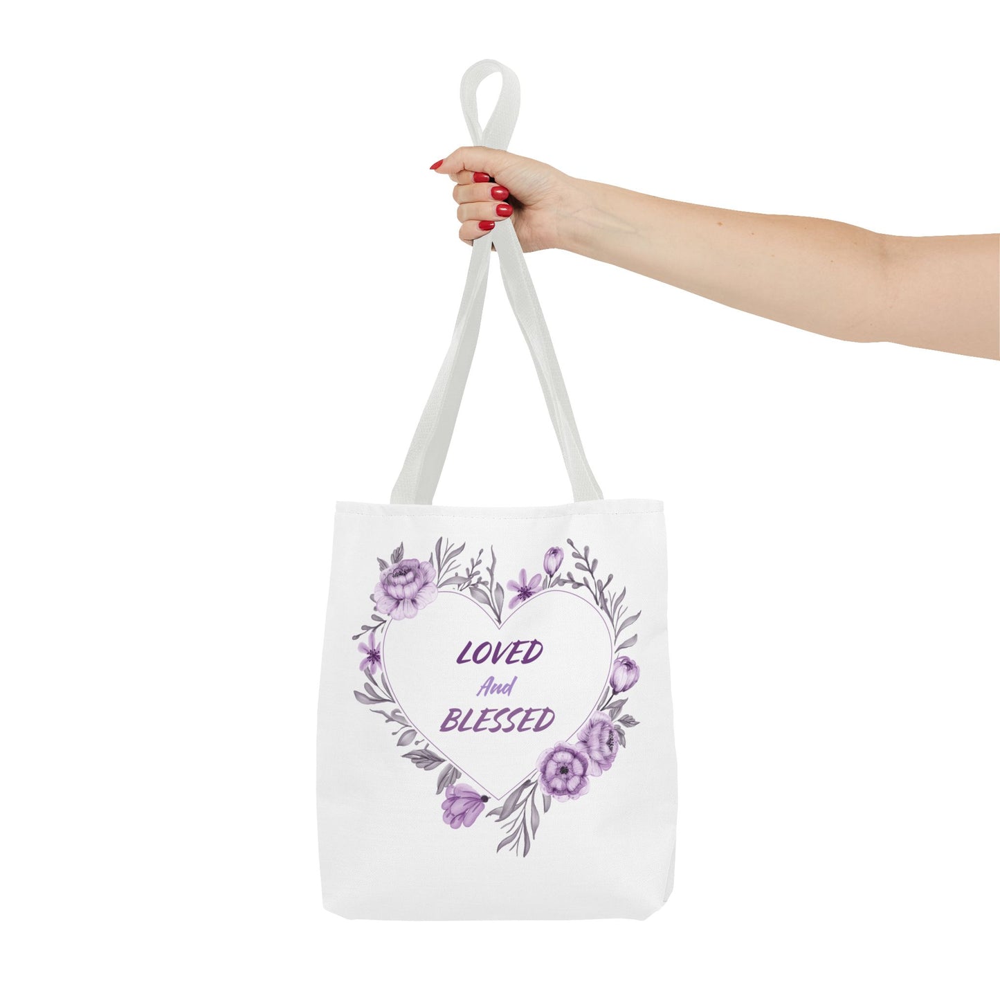 Loved and Blessed Floral Tote Bag – Elegant Canvas Carryall for Every Occasion