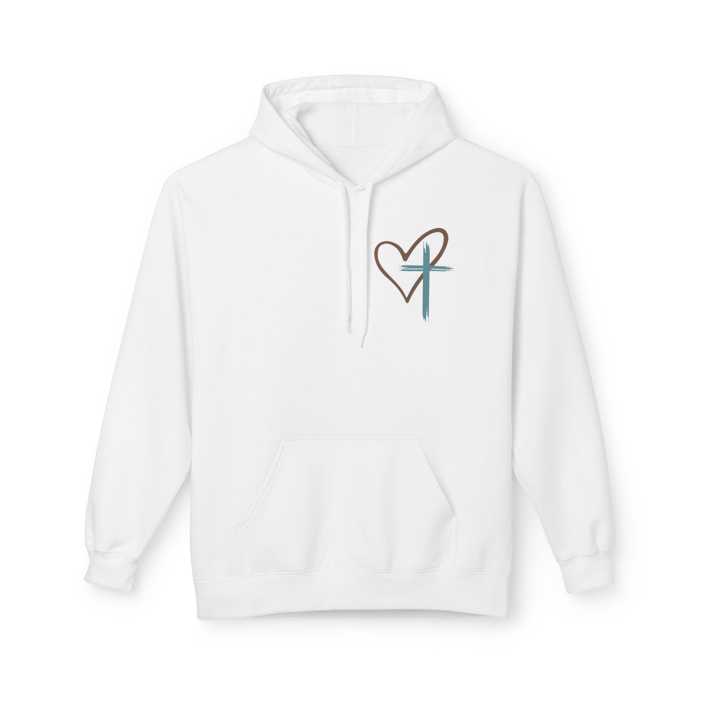 unisex Christian Hoodie — "Jesus Has My Back" Cross & Heart Faith Pullover