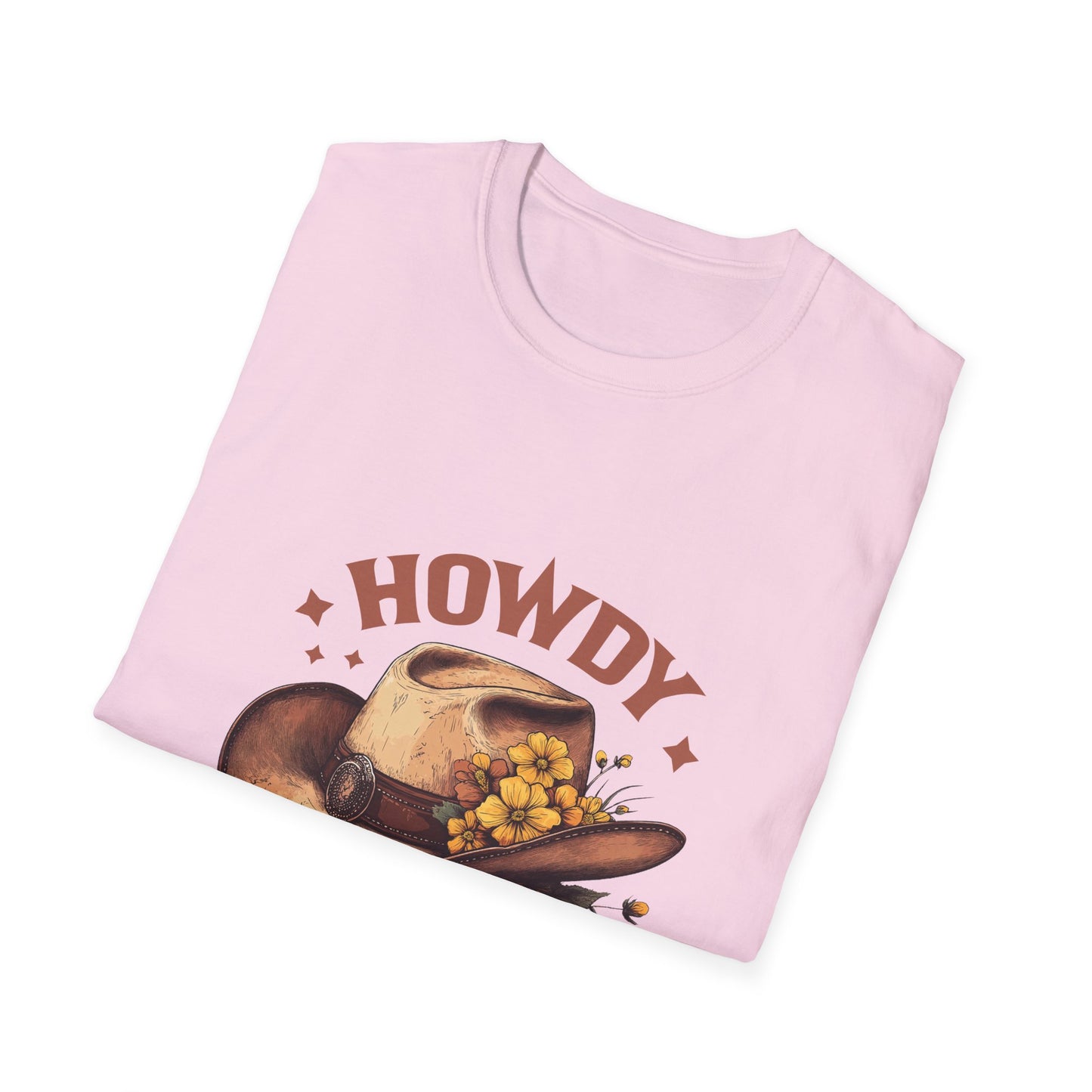 Howdy Themed Unisex Softstyle T-Shirt, Casual Tee, Cowboy Shirt, Western Apparel, Gift for Celebrations