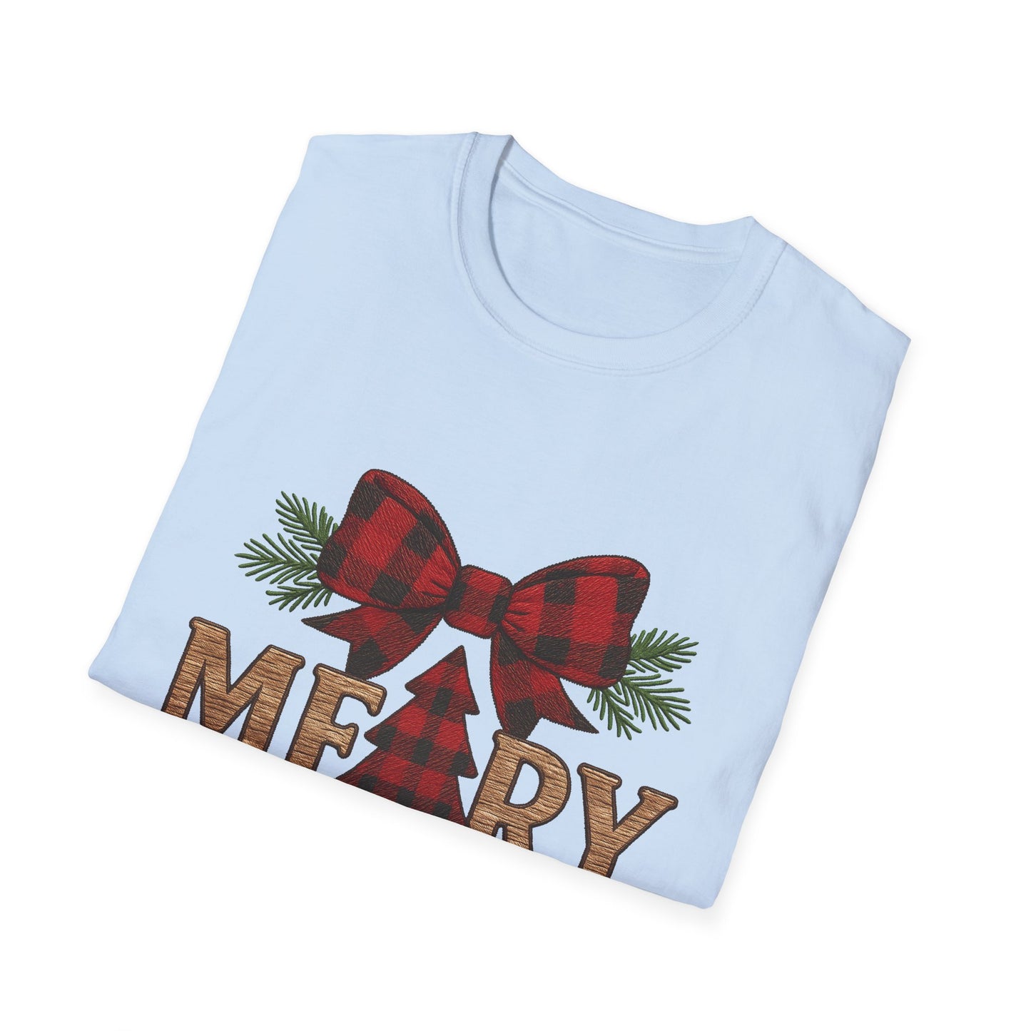 Merry Christmas Plaid T-Shirt for Holiday Cheer
