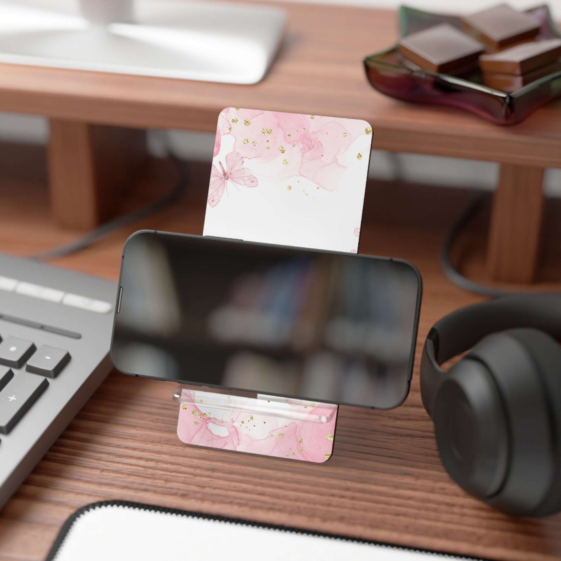 Beautiful Floral Mobile Display Stand – Chic Smartphone Holder for Home & Office
