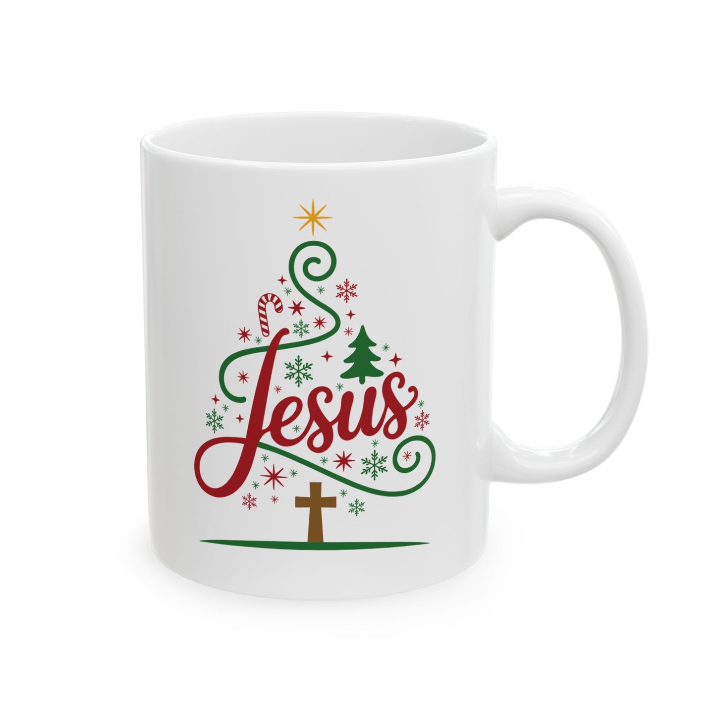 Christmas Joy Ceramic Mug – Festive Red & Green Holiday Coffee Cup (11oz)