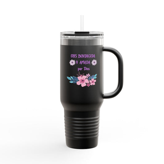 Floral Insulated Travel Mug - 40oz Blessed & Loved Design