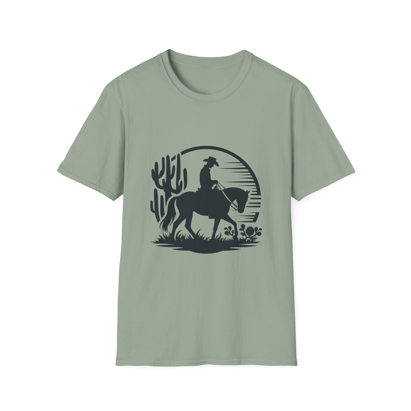 Cowboy Sunset Graphic Tee, Vintage Western T-Shirt, Gift for Horse Lovers, Retro Cowboy Shirt, Unisex Casual Wear