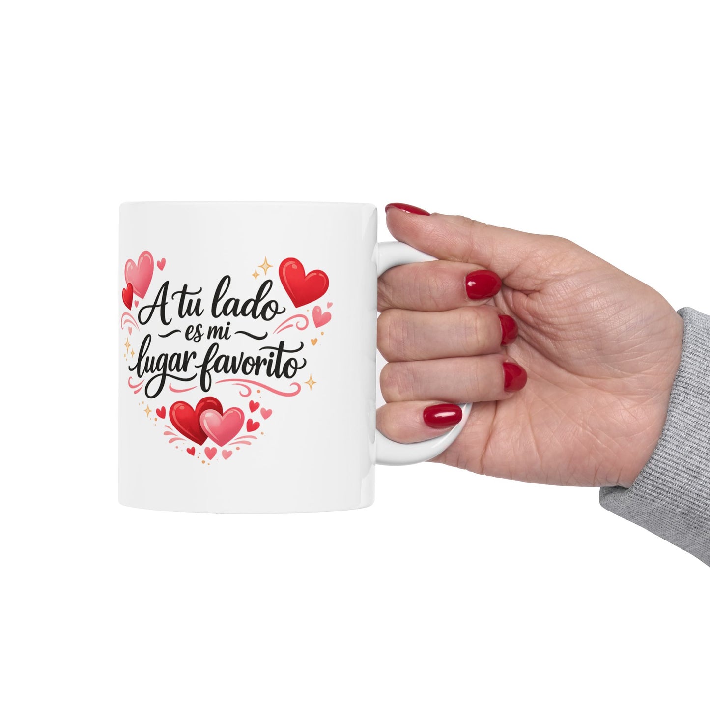 Taza Romantica A tu Lado es mi Lugar Favorito, ideal para regalar a esa persona especial