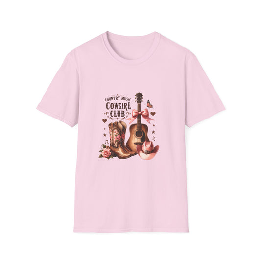 Country Music Cowgirl Club T-Shirt, Unisex Softstyle Tee, Perfect Gift for Music Lovers, Festival Wear, Western Style Apparel
