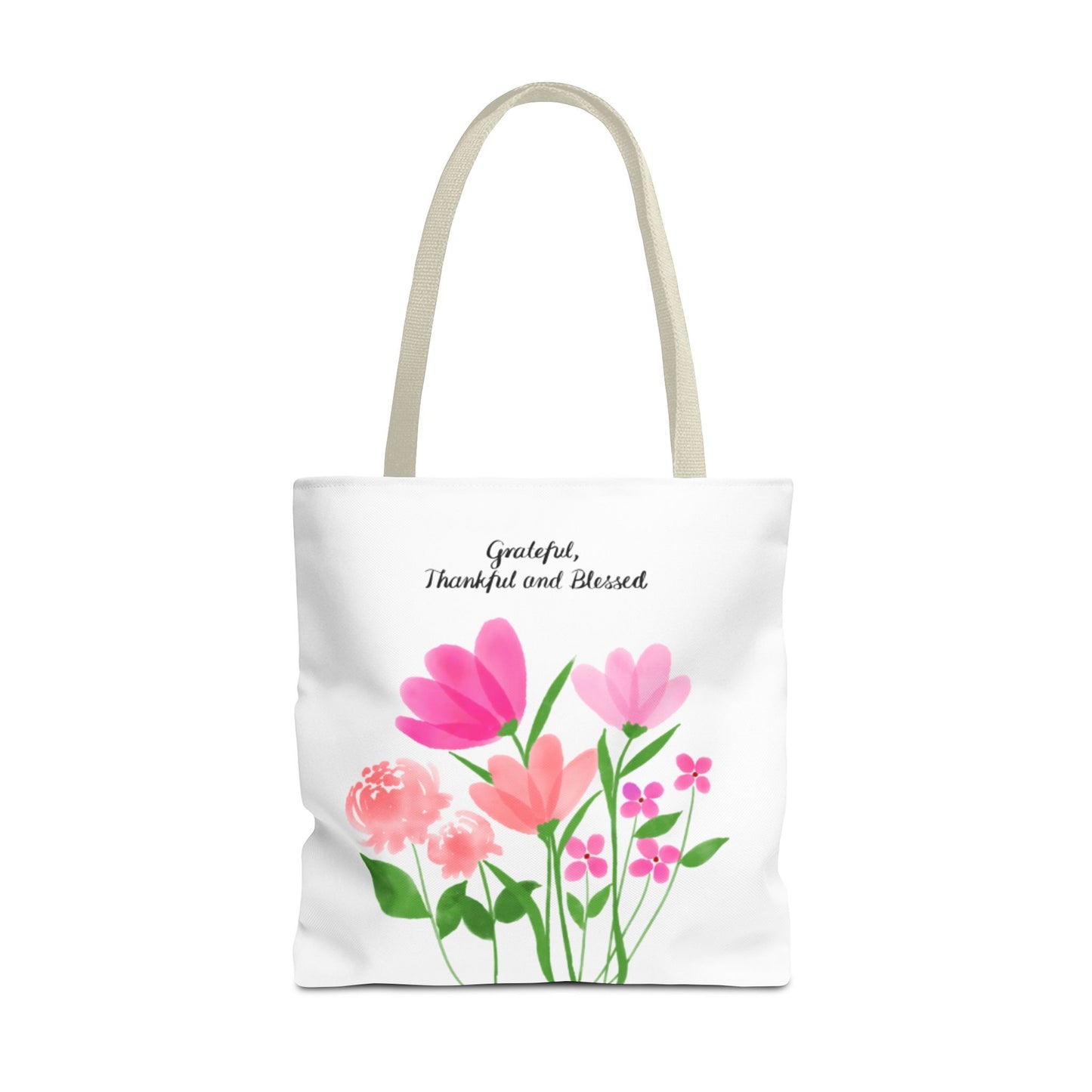 Grateful Floral Tote Bag - Thankful and Blessed Design