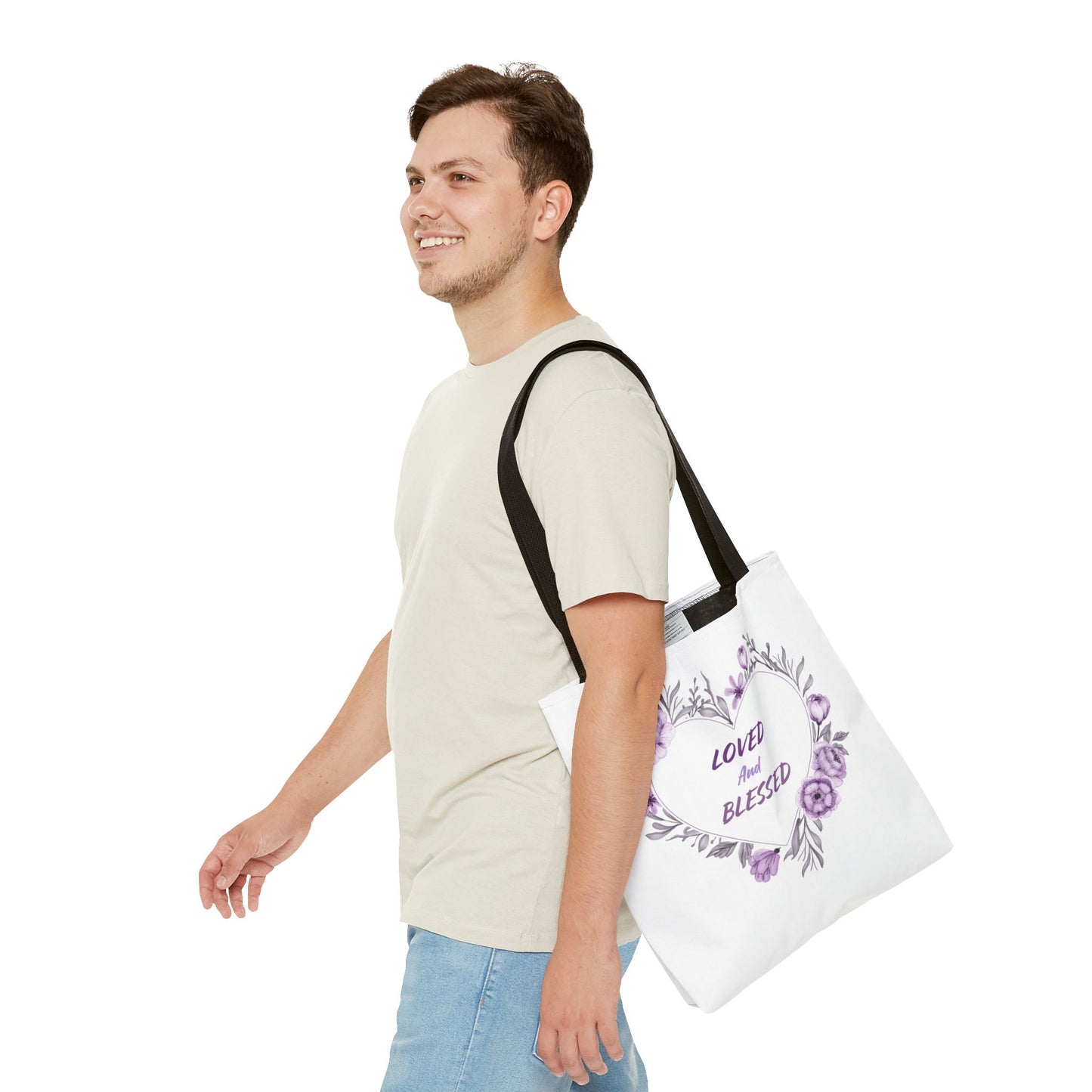 Loved and Blessed Floral Tote Bag – Elegant Canvas Carryall for Every Occasion