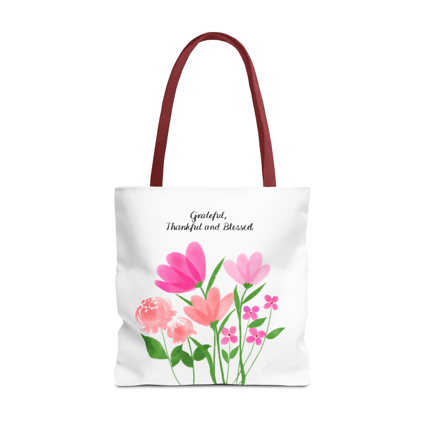 Grateful Floral Tote Bag - Thankful and Blessed Design