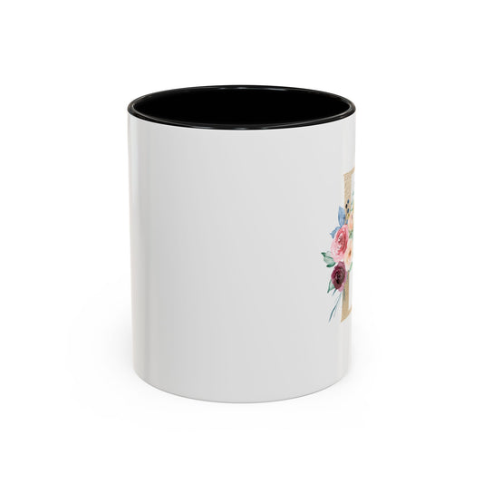 Taza Personalizada con Inicial Floral – Letra D | Regalo Elegante Personalized Initial 'D'  Floral Gold Monogram  Coffee Mug- Ceramic Cup