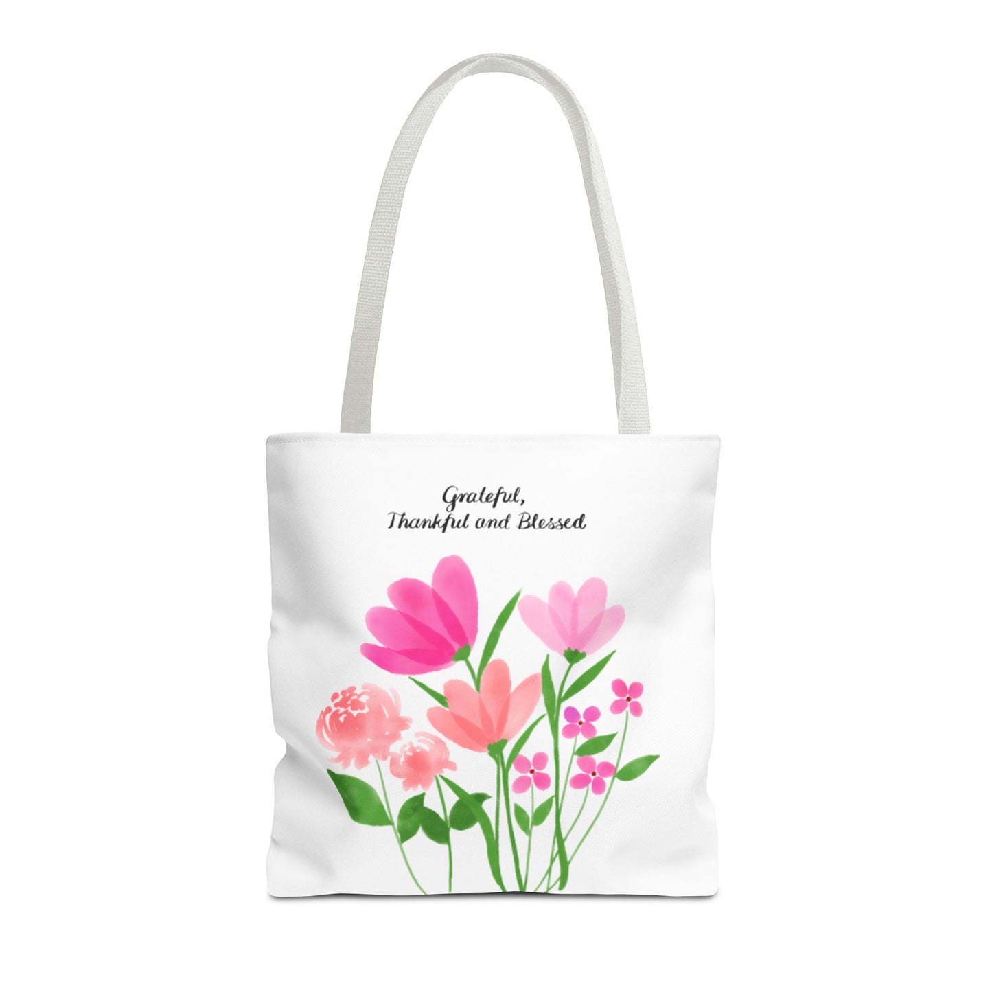 Grateful Floral Tote Bag - Thankful and Blessed Design