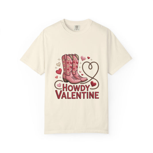 Howdy Valentine T-Shirt — Cowboy Boots & Lasso Heart Valentine Tee