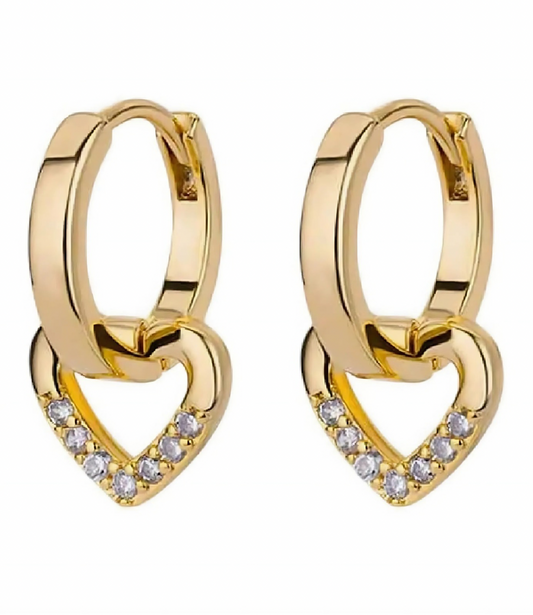 Aretes con Forma de Corazón en Oro de 18K