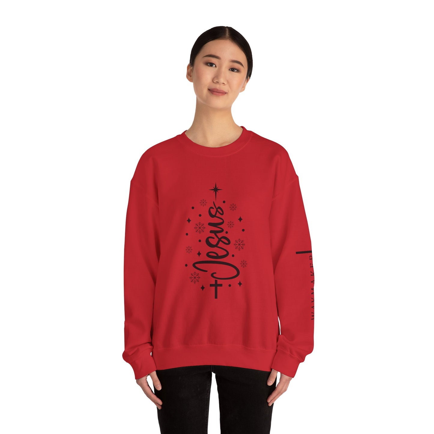 unisex Jesus Cross Crewneck Sweatshirt — Faith Christmas Graphic Sweatshirt