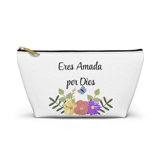 Floral Quote Accessory Pouch - Eres Amada por Dios