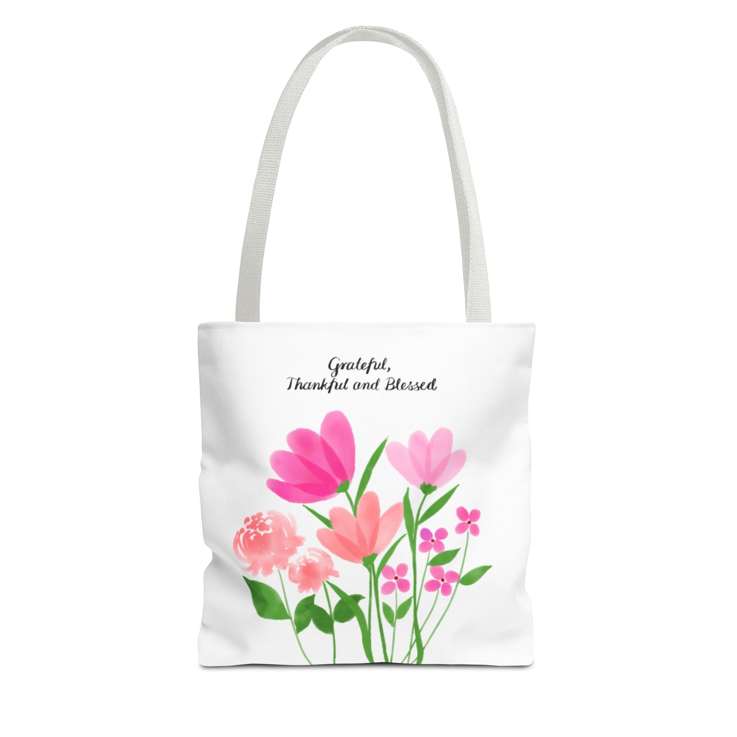 Grateful Floral Tote Bag - Thankful and Blessed Design
