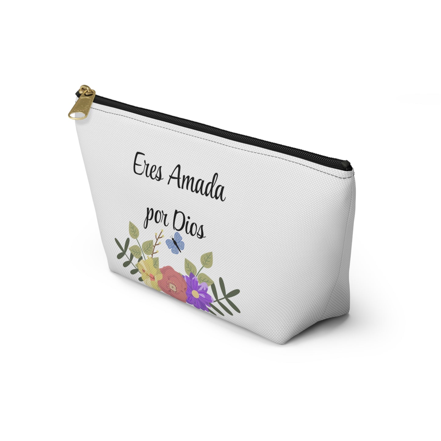 Floral Quote Accessory Pouch - Eres Amada por Dios