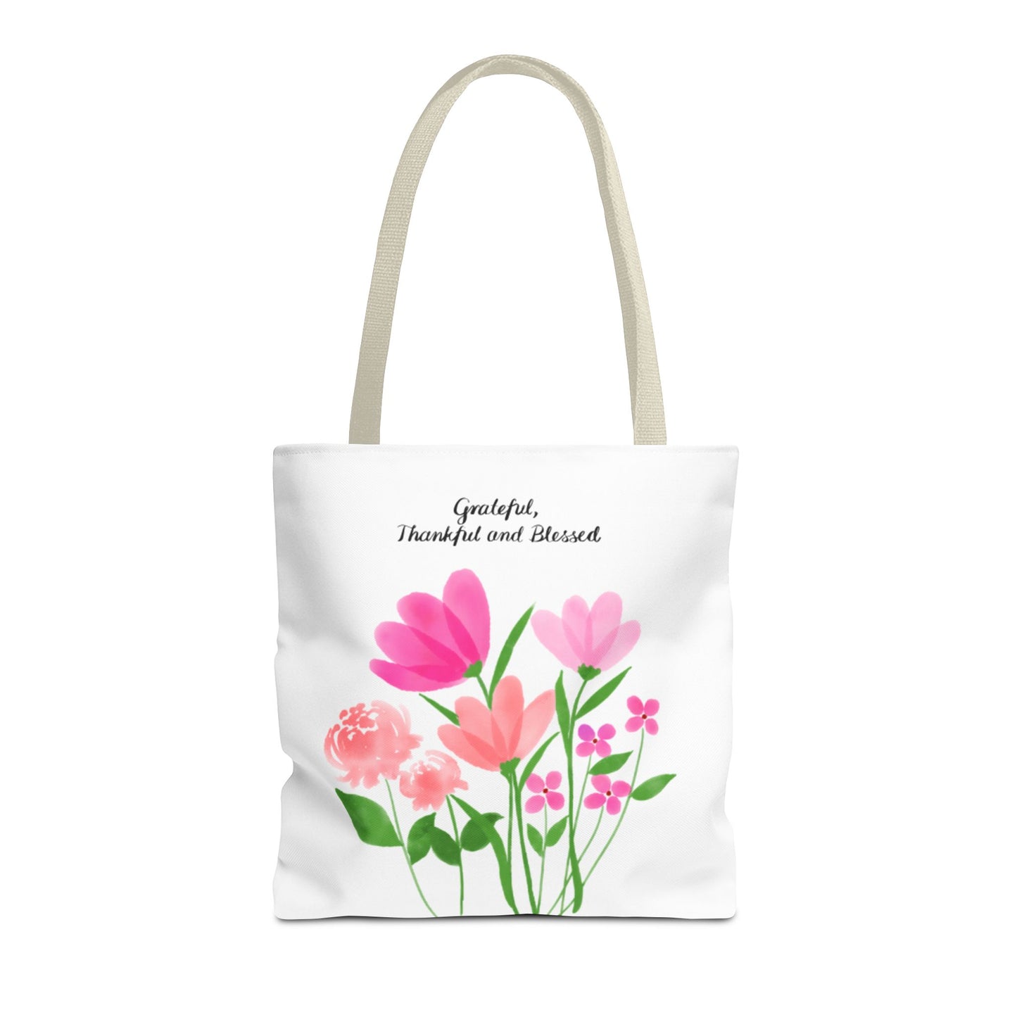 Grateful Floral Tote Bag - Thankful and Blessed Design