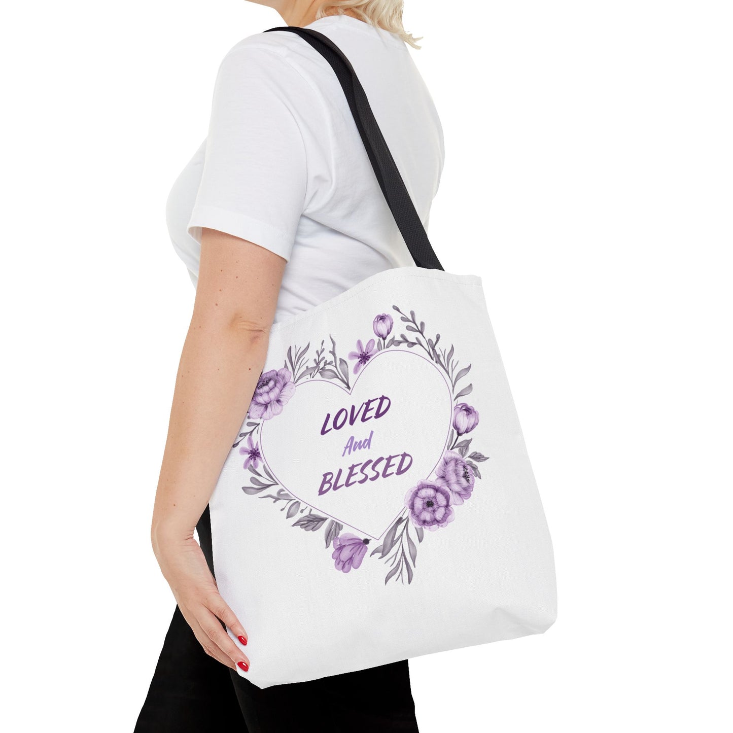 Loved and Blessed Floral Tote Bag – Elegant Canvas Carryall for Every Occasion