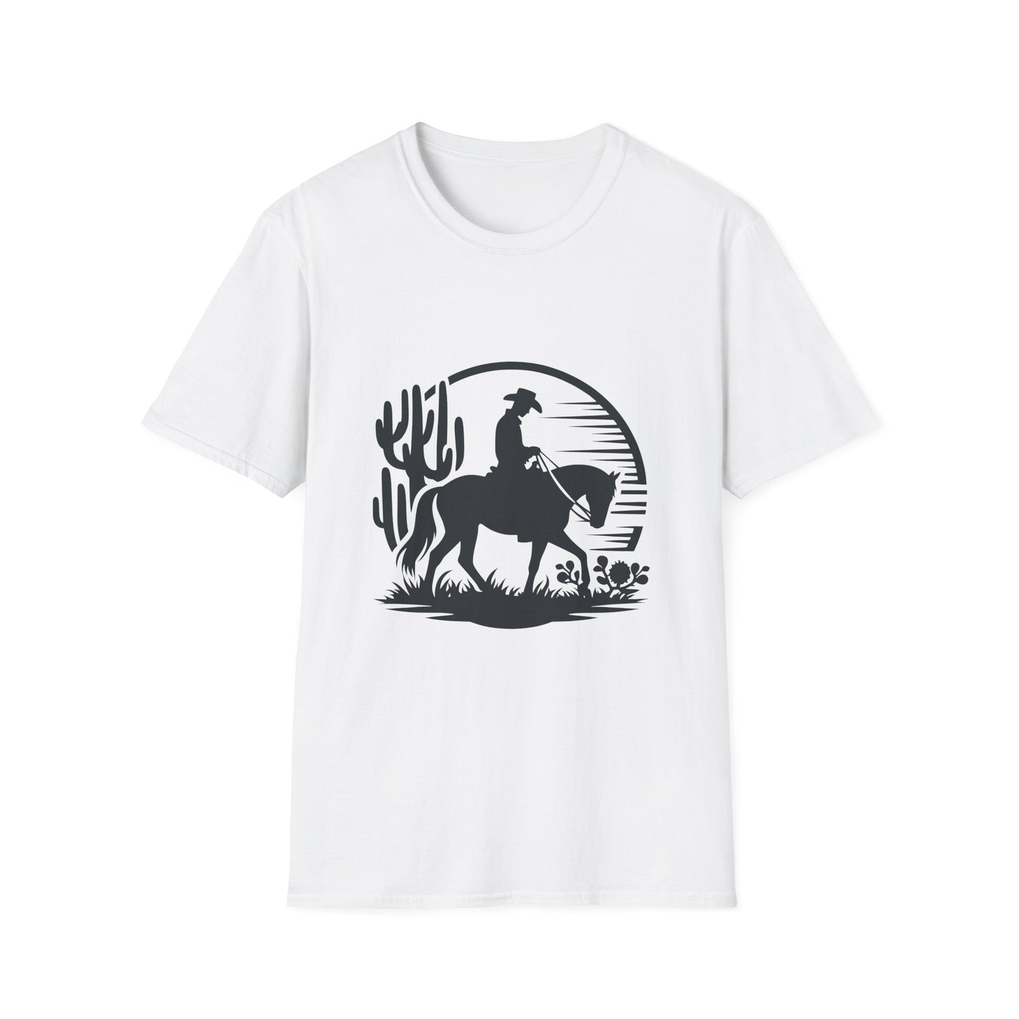 Cowboy Sunset Graphic Tee, Vintage Western T-Shirt, Gift for Horse Lovers, Retro Cowboy Shirt, Unisex Casual Wear