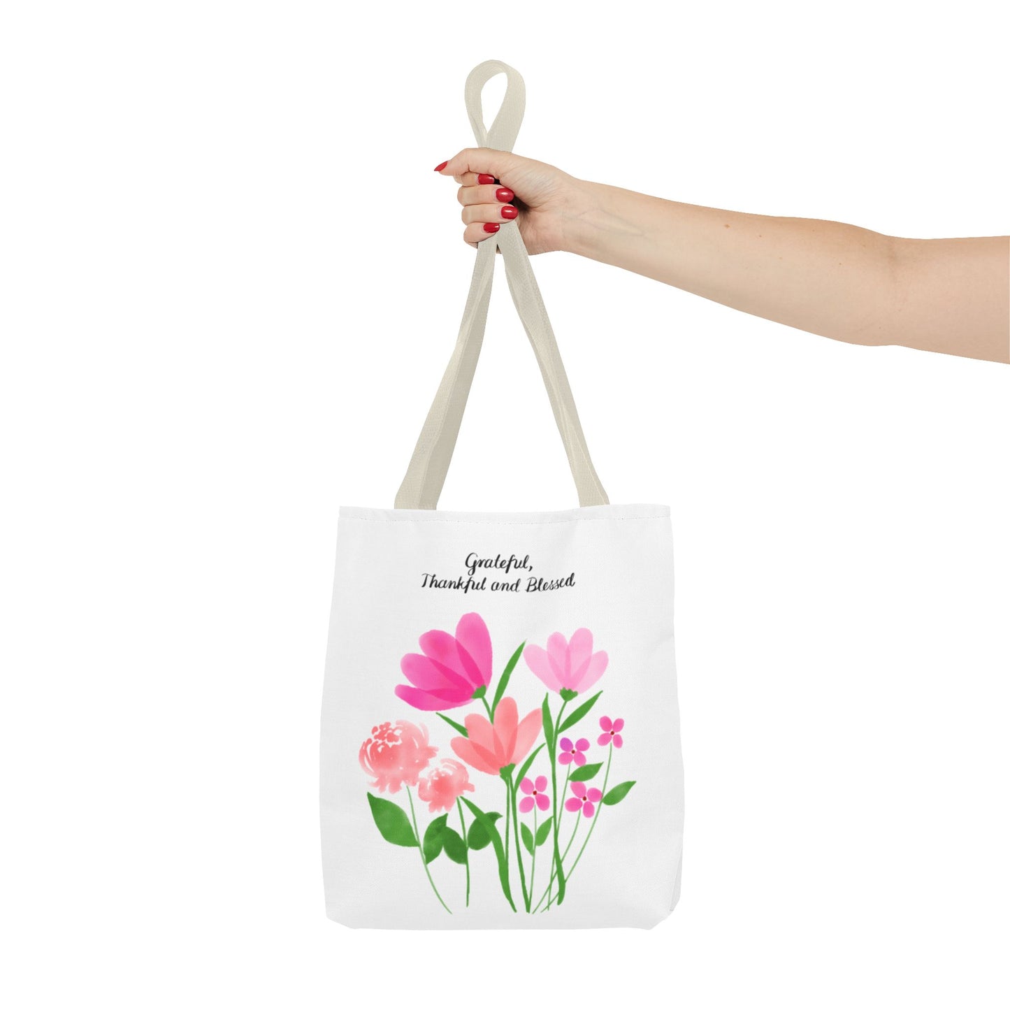 Grateful Floral Tote Bag - Thankful and Blessed Design