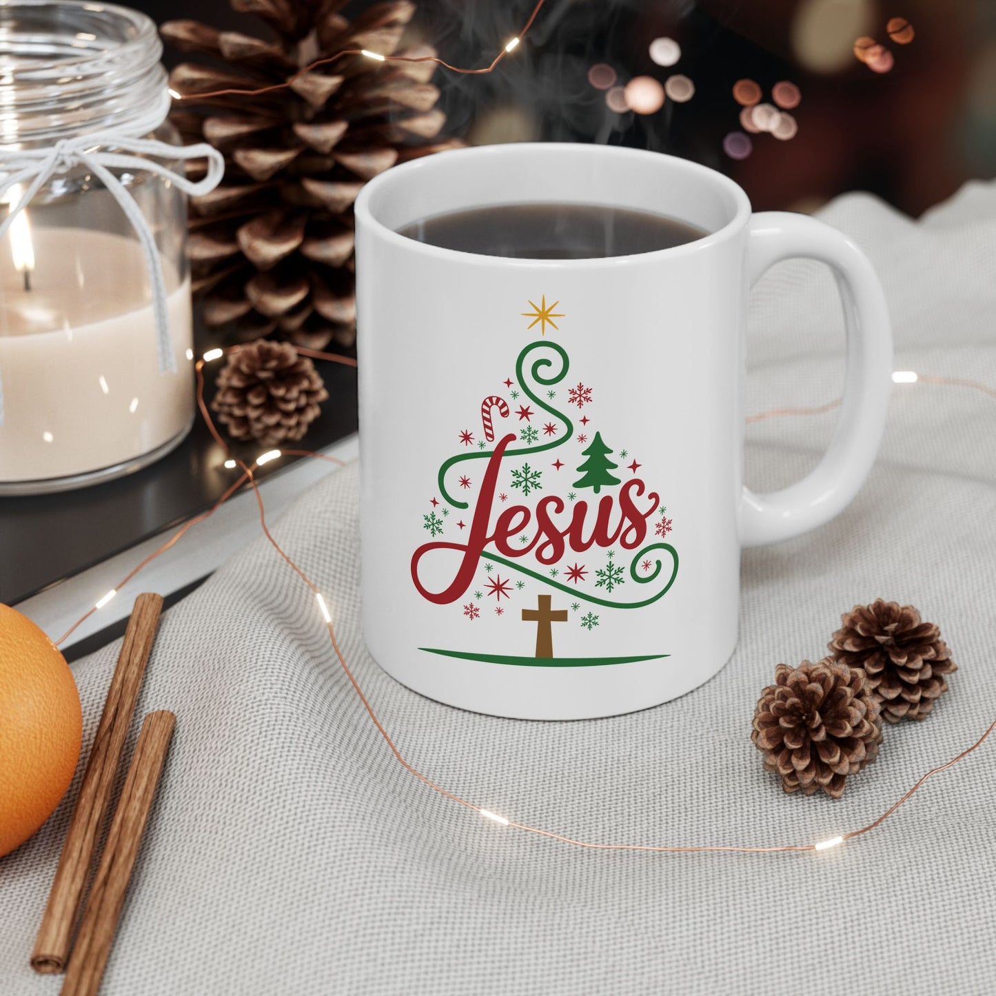 Christmas Joy Ceramic Mug – Festive Red & Green Holiday Coffee Cup (11oz)