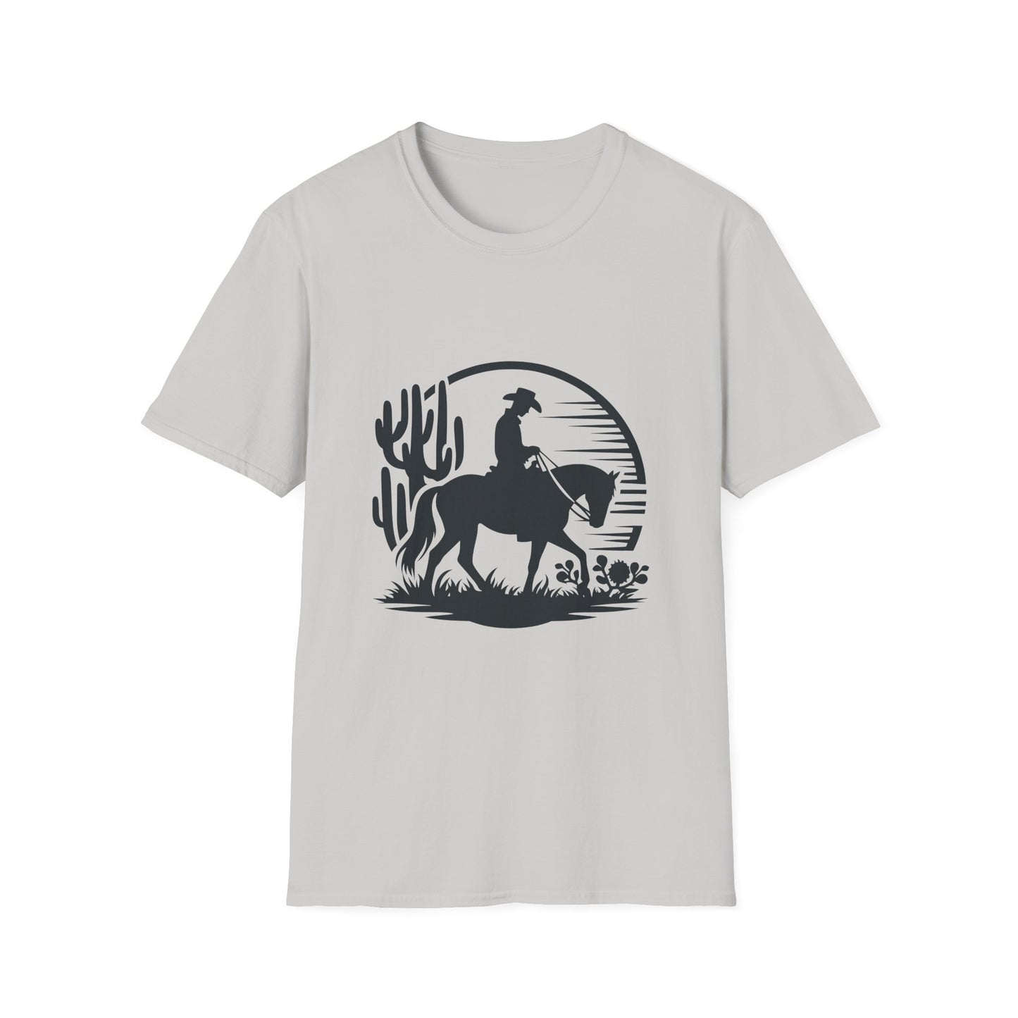Cowboy Sunset Graphic Tee, Vintage Western T-Shirt, Gift for Horse Lovers, Retro Cowboy Shirt, Unisex Casual Wear