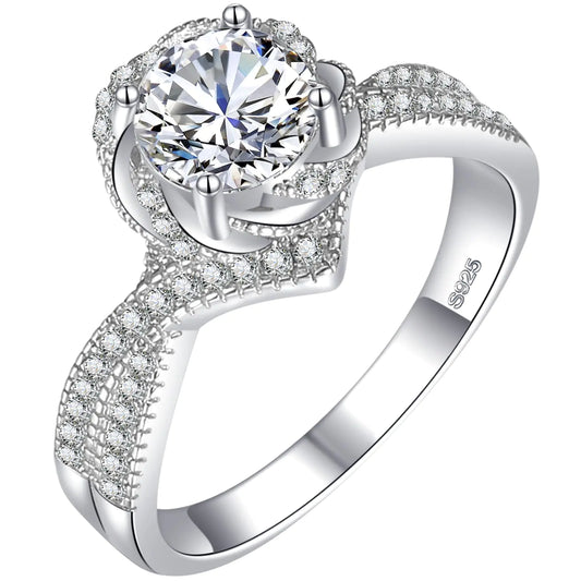 Anillos de Boda para Mujer, Anillo de Compromiso de Moissanita de 1CT para Mujer en Plata Esterlina S925 con Baño de Oro de 18K, Anillo de Promesa, Tamaño 8