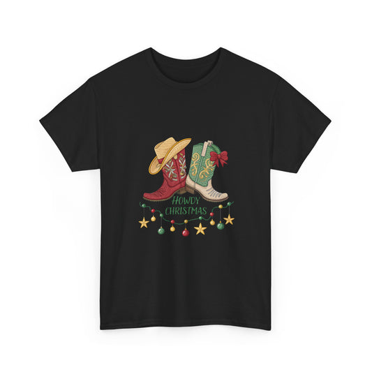 Holiday Western Style T-Shirt - Howdy Christmas Design