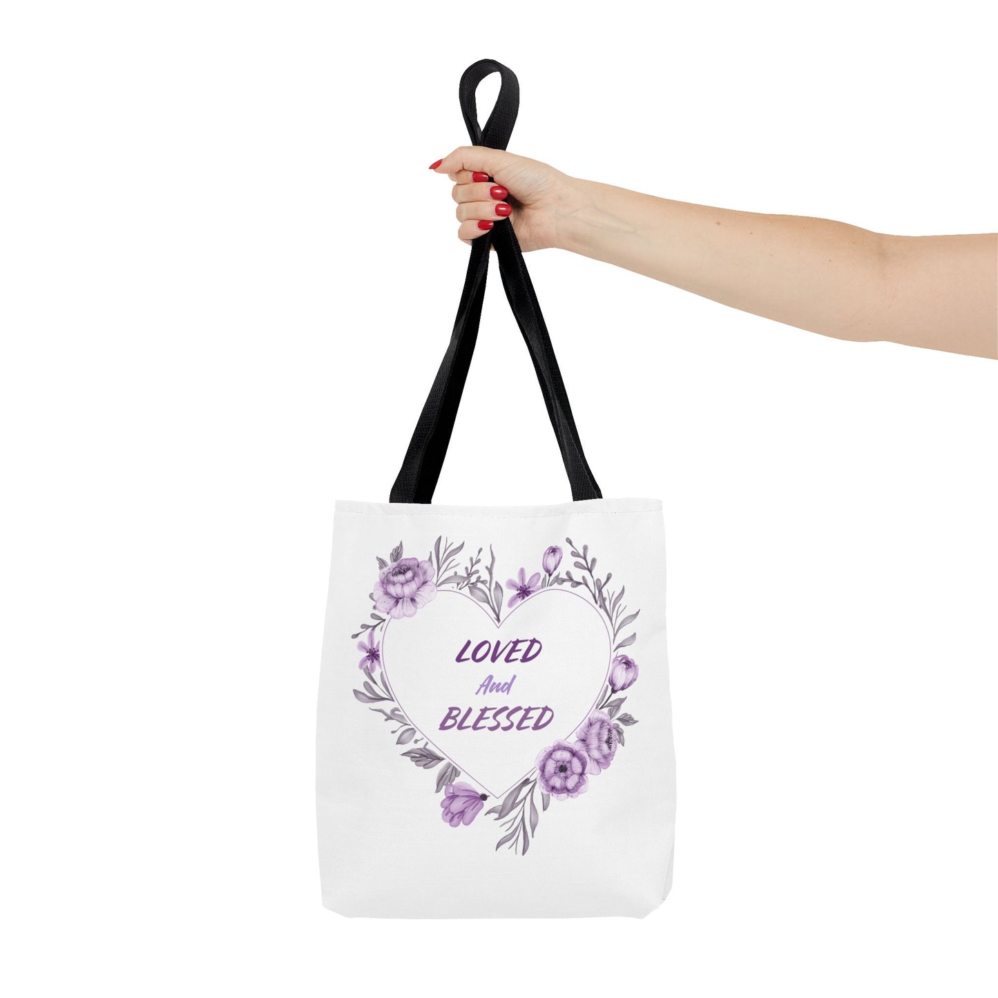 Loved and Blessed Floral Tote Bag – Elegant Canvas Carryall for Every Occasion