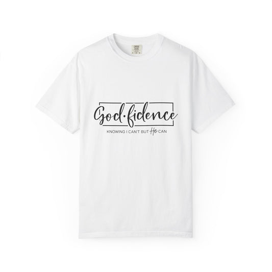 Camiseta Cristiana “Godfidence – Knowing I Can’t But He Can” | Unisex | Varios Colores y Tallas