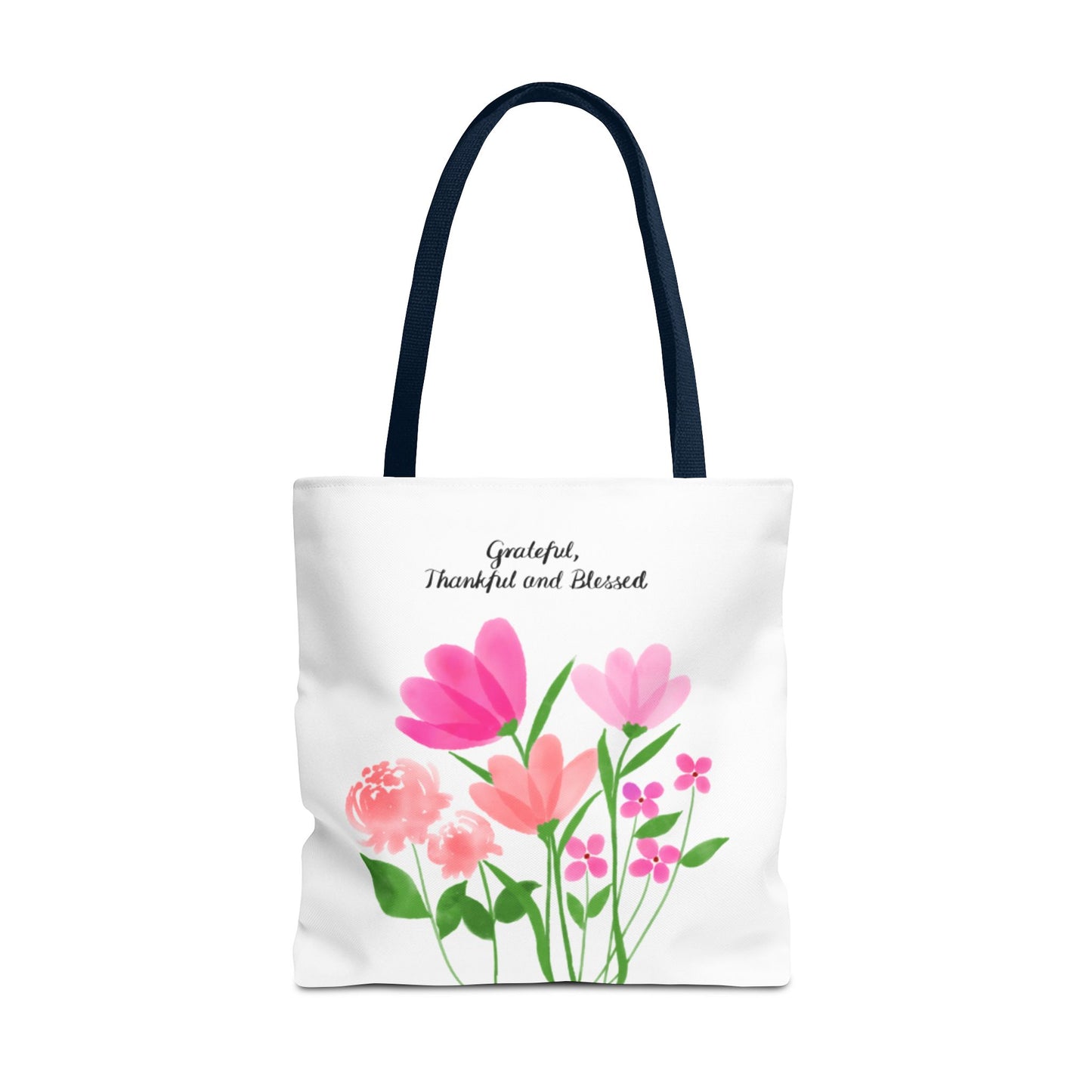 Grateful Floral Tote Bag - Thankful and Blessed Design