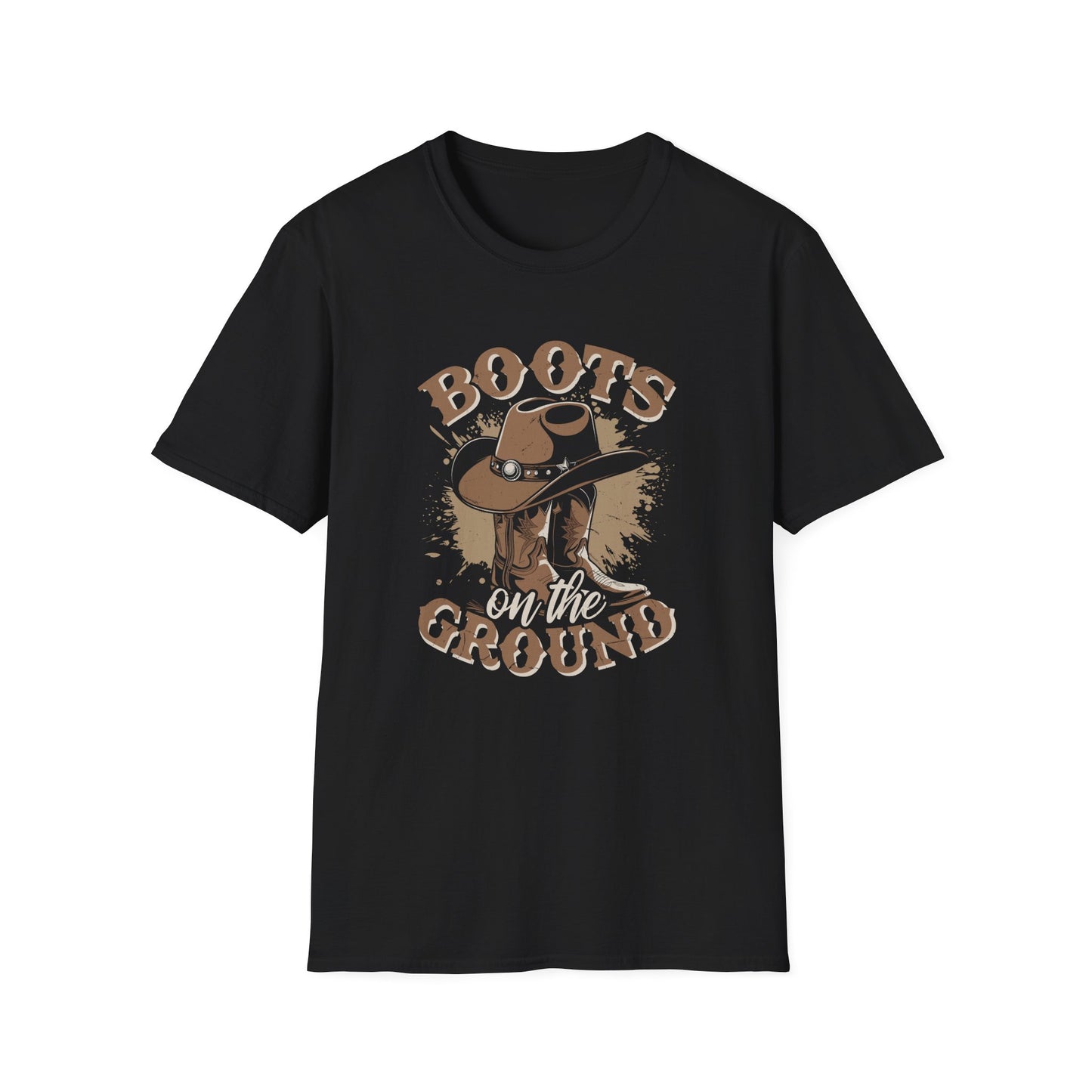 Unisex Softstyle T-Shirt with 'Boots on the Ground' Design - Casual Wear, Gift for Nature Lovers, Outdoor Adventures, Camping Apparel