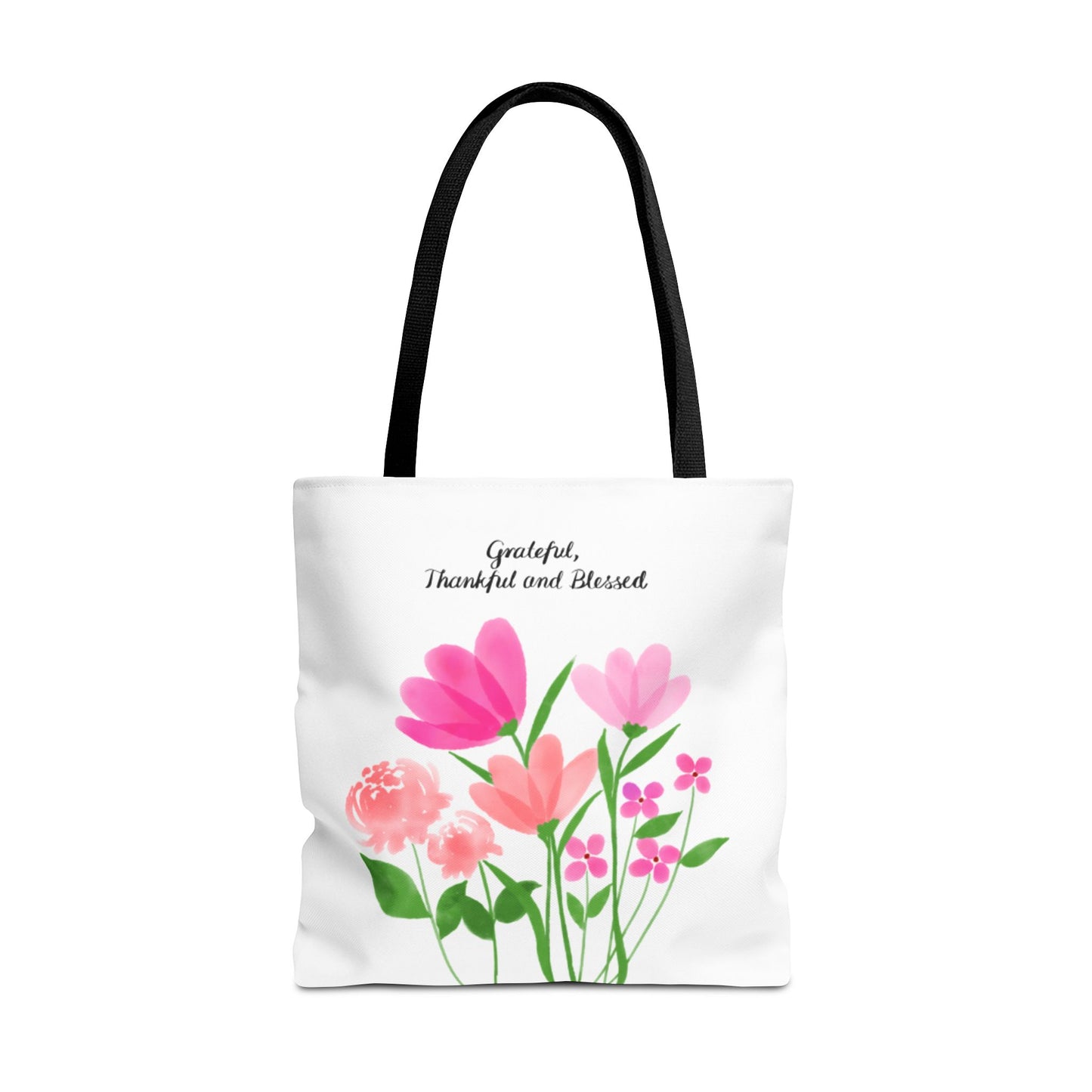 Grateful Floral Tote Bag - Thankful and Blessed Design