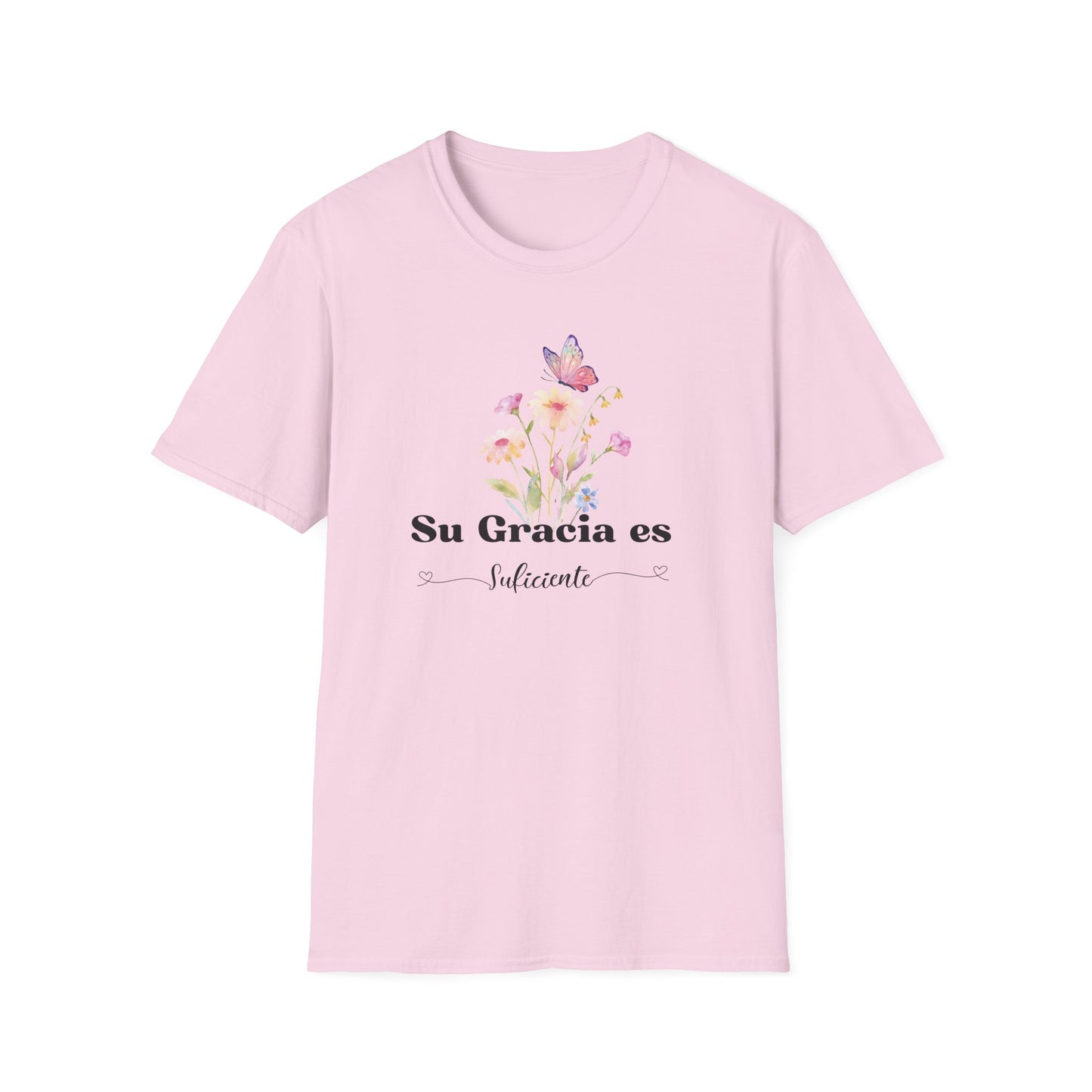 Su Gracia es Suficiente Unisex Softstyle T-Shirt, Inspirational Tee, Nature Lover Gift, Butterfly Shirt, Casual Outfit, Motivational Top