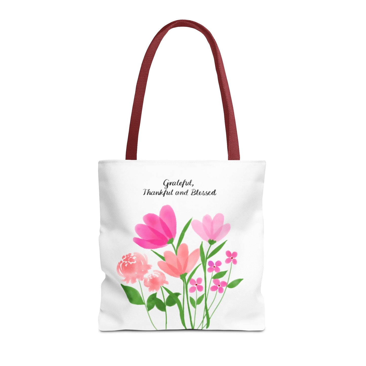 Grateful Floral Tote Bag - Thankful and Blessed Design