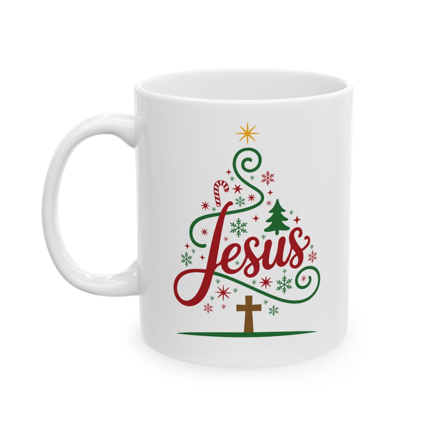 Christmas Joy Ceramic Mug – Festive Red & Green Holiday Coffee Cup (11oz)