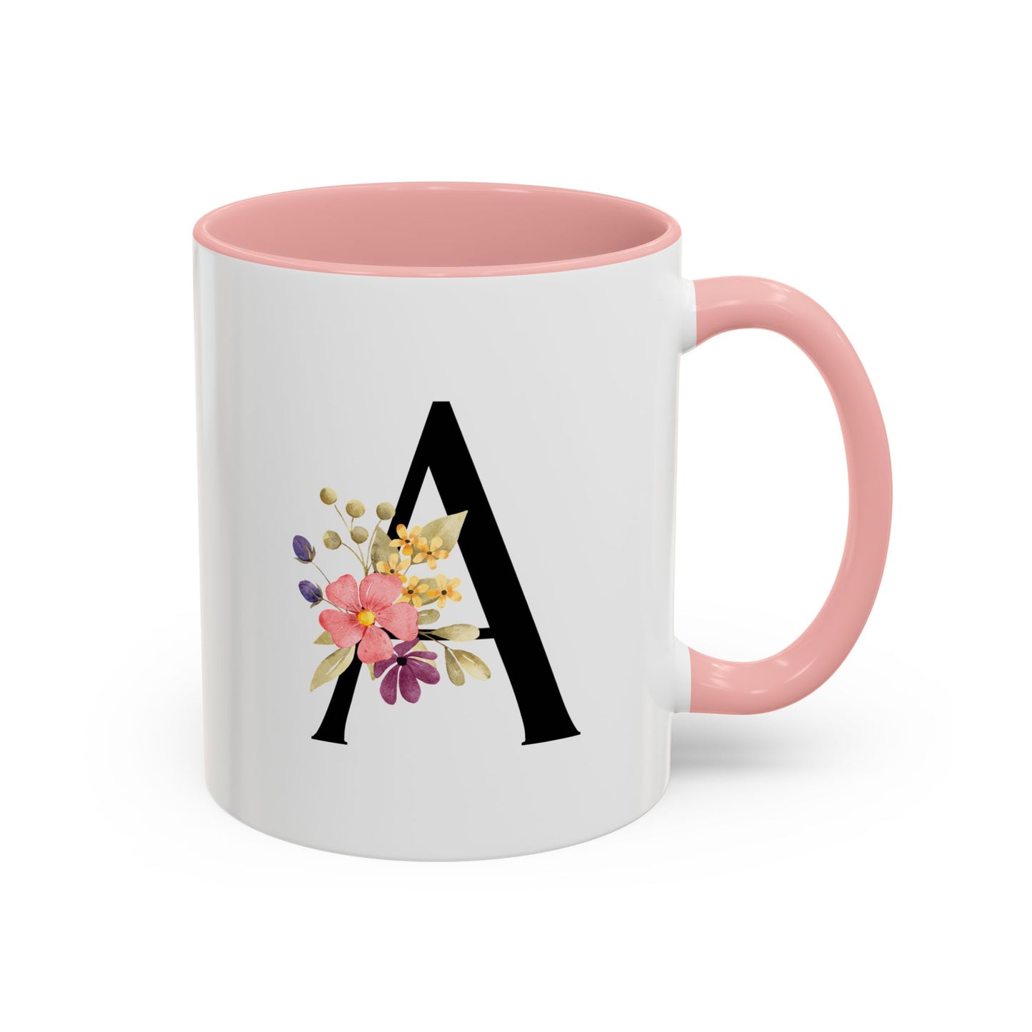 Personalized Initial Floral Monogram 'A'  Coffee Mug — Ceramic Mug (11oz)