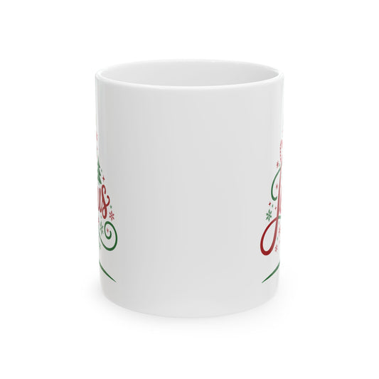 Christmas Joy Ceramic Mug – Festive Red & Green Holiday Coffee Cup (11oz)