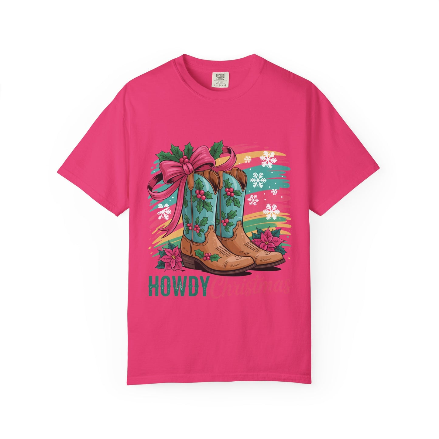 Howdy Christmas T-Shirt — Festive Cowboy Boots Holiday Tee