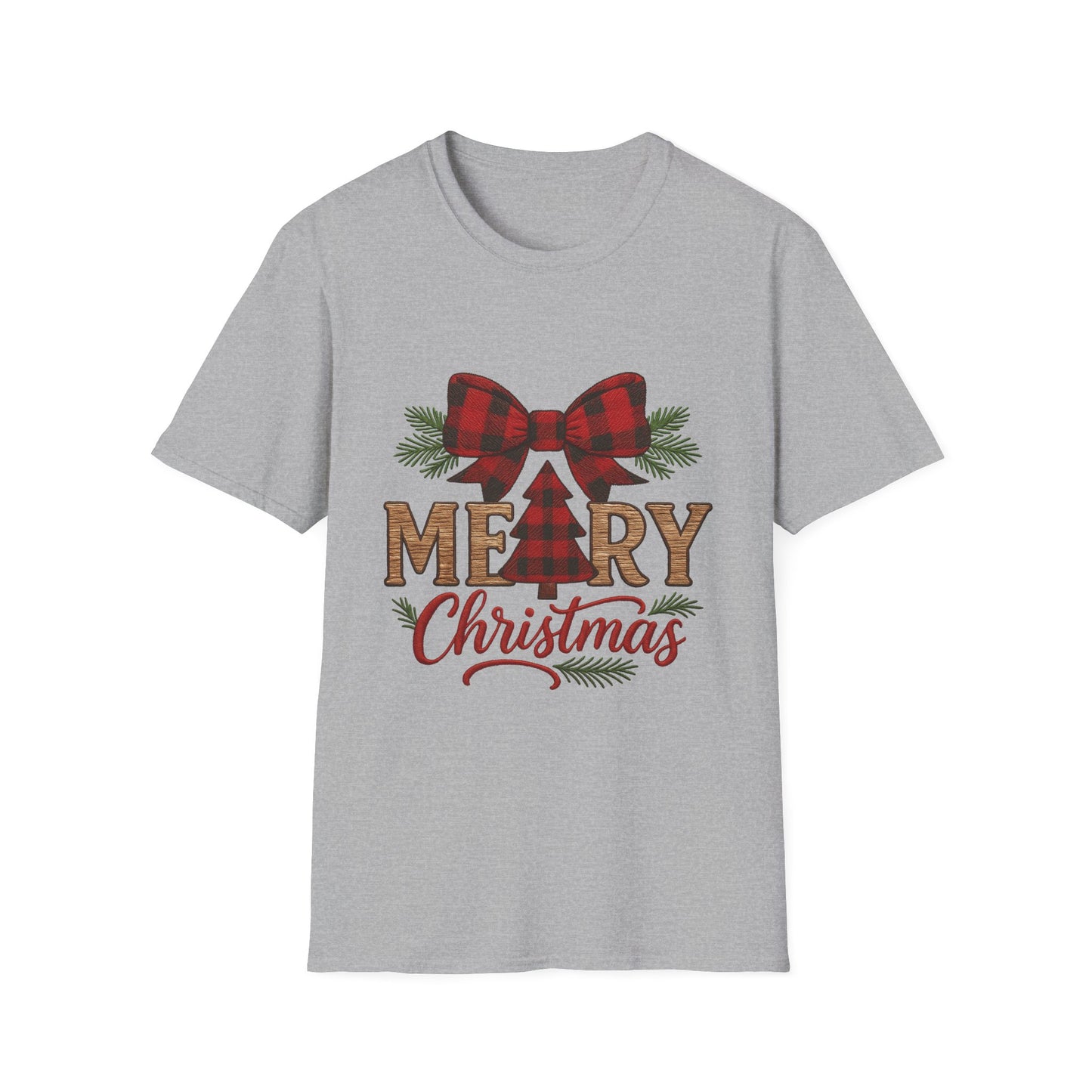 Merry Christmas Plaid T-Shirt for Holiday Cheer