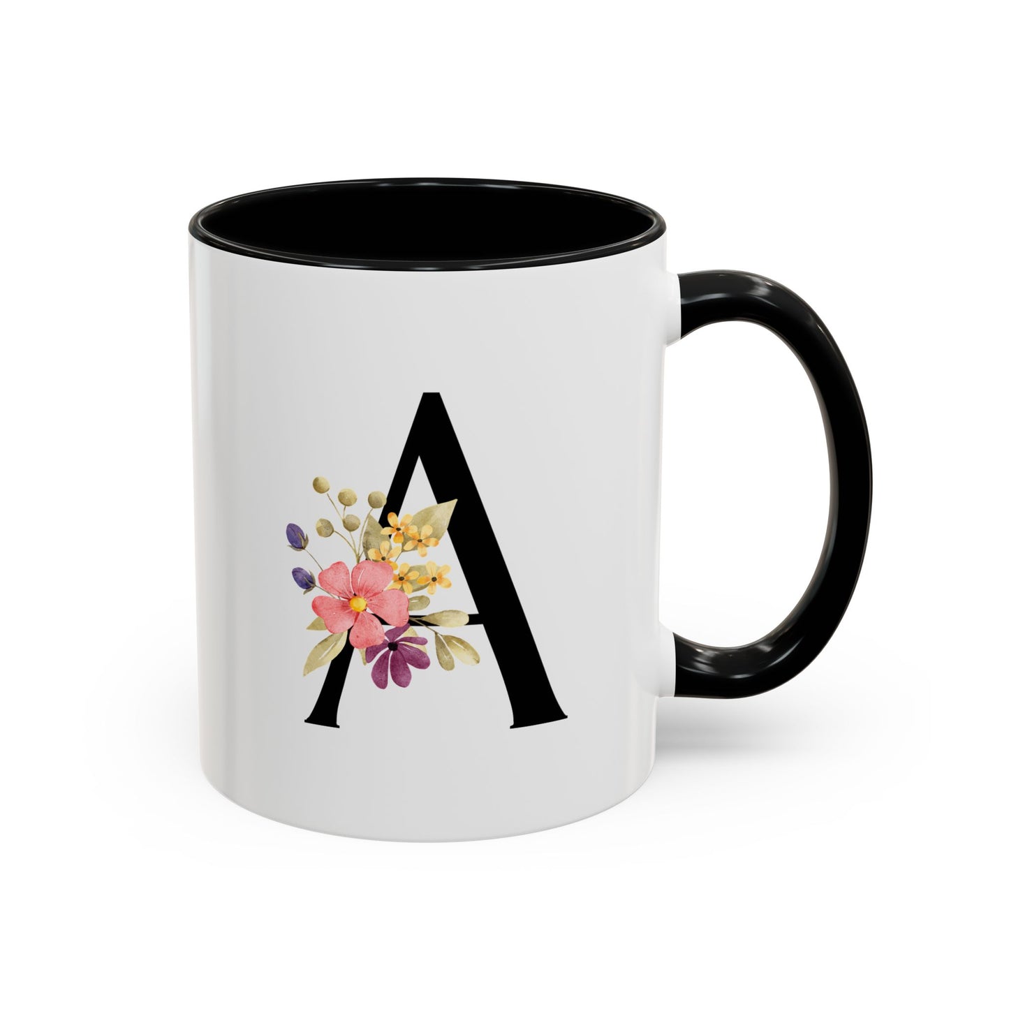Personalized Initial Floral Monogram 'A'  Coffee Mug — Ceramic Mug (11oz)