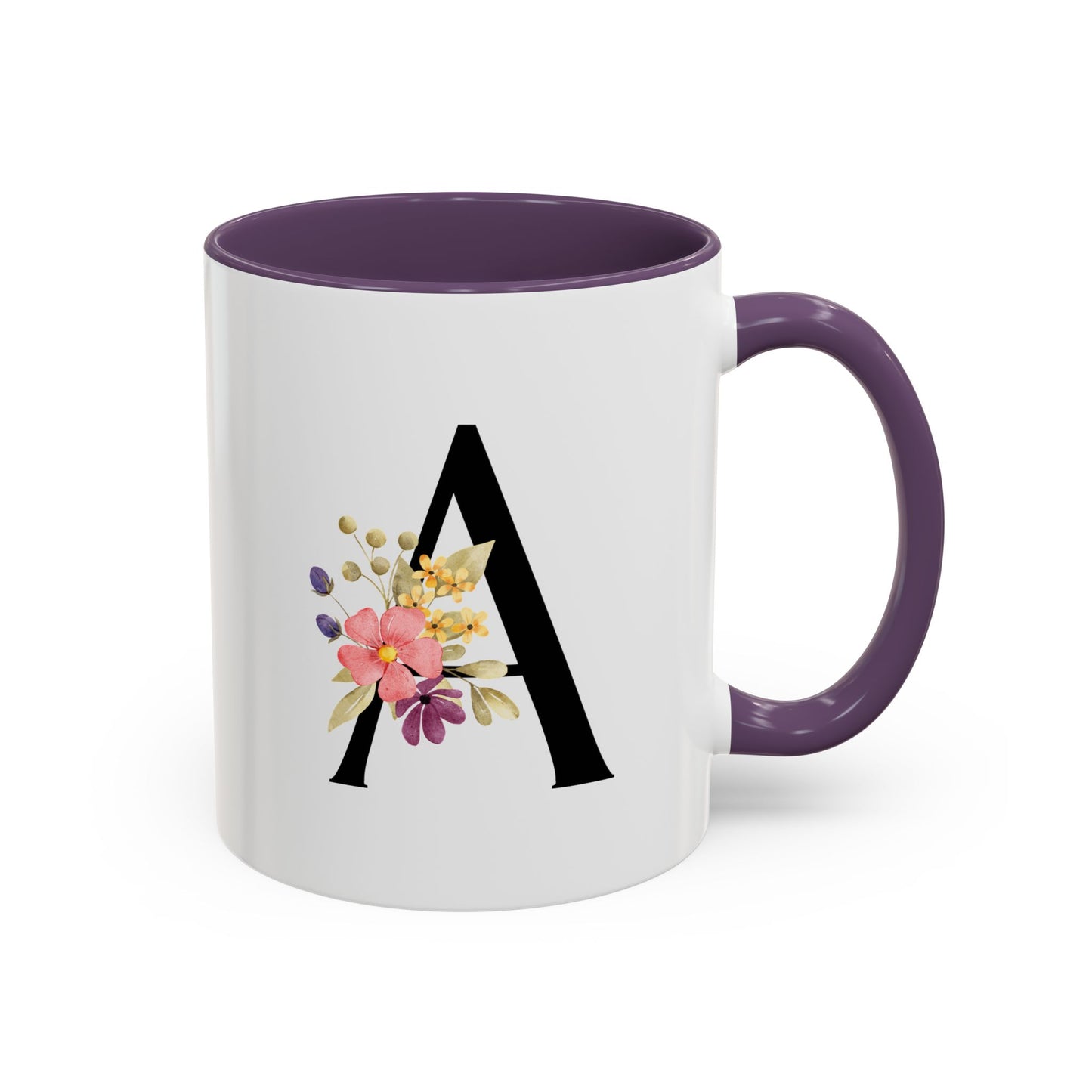Personalized Initial Floral Monogram 'A'  Coffee Mug — Ceramic Mug (11oz)